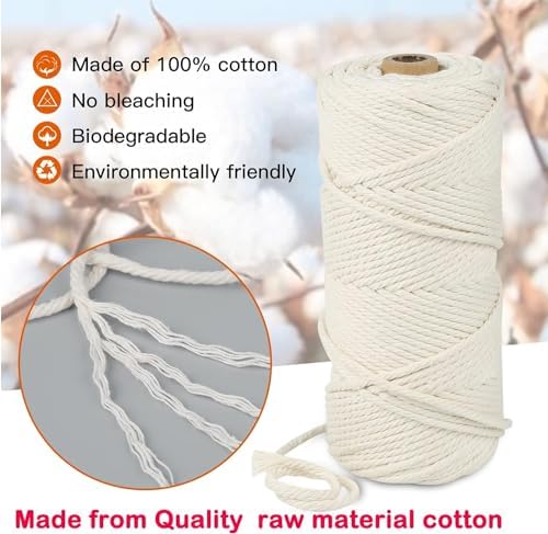 Macrame Cotton Cord 2mm x 219Yards, Red Natural Macrame Rope, Perfect Macrame Supplies Cotton Cord for Macrame Plant Hangers DIY Crafts (Red, 2mm*219Yards)