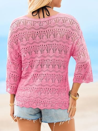 Saodimallsu Womens Crochet Cover Up Sweater Tops