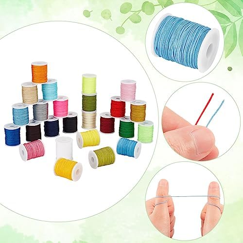 PH PandaHall 0.8mm Nylon String Beading Thread 25 Colors Chinese Knotting, Kumihimo Macrame Cord Wind Chime Blinds String for Macrame Friendship Bracelets Christmas Ornament, 250 Yards