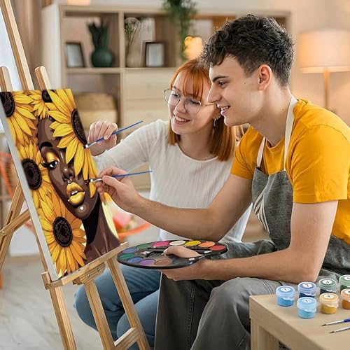 HeeBenor Framed Paint by Numbers Kit for Adults, Black Women, 8x12 Inch