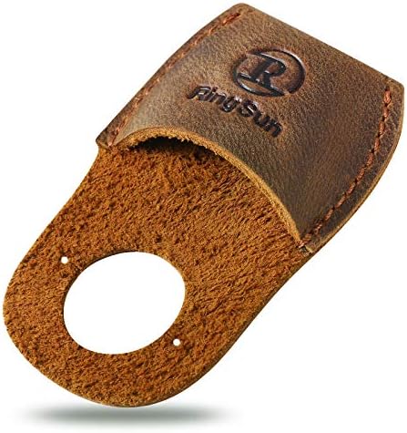 Ringsun Thumb Guard Wood Carving Tools, Leather Finger Protector, Handmade Carpenter Working Carving Kit Accessories Brown RS40