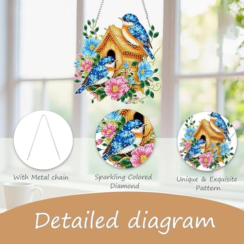 AIBOERL Diamond Art Kits for Adults, Bird Acrylic Hanging Suncatcher