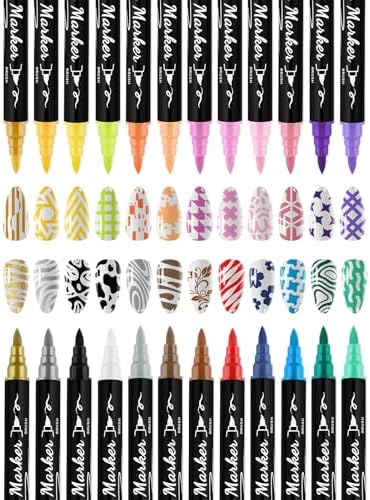 24 Colors Nail Art Markers Set Kalolary Nail Art Pens Double-headed