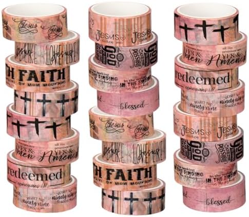 24 Rolls Christian Washi Tape Gifts for Bible Journaling, Pink