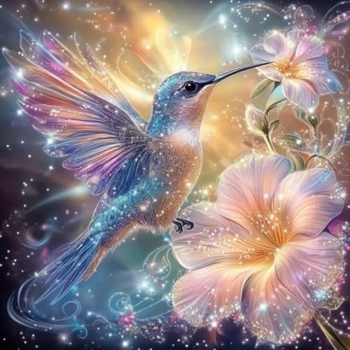 Diamond Art Kits for Adults,Hummingbird Flower Diamond Painting Kit