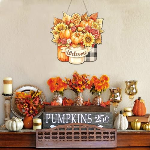 Unfinished Fall Wreaths Wood Crafts to Paint Set of 3, 11" Bulk Autumn Leaves Pumpkin Wreath Ornaments for Painting, Unfinished Wood Cutouts DIY Ornaments for Front Door with Ropes
