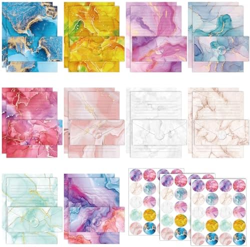 TaoBary 160 Pcs Marble Stationery Paper and Envelopes Set, 8.5 x 11''