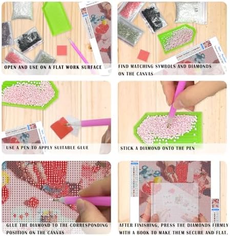 XUNLURY Retro Pink Cocktail Diamond Art Kits 2 Pcs, Preppy Girls Night Casino Poker Diamond Painting Kits for Adults Beginners, Full Drill Diamonds Dots for Home Decor, 9.8x11.8 Inch