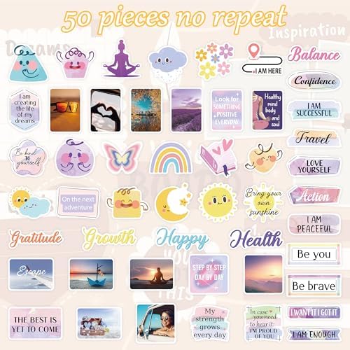 50 Pcs Positive Affirmation Vinyl Stickers