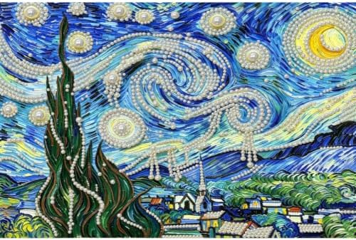 Pearl Art Kits for Adults,Starry Night Pearl Diamond Painting Kits,Wall Art