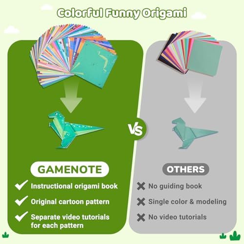GAMENOTE Origami Kit for Kids Ages 8-12, 72 Adventure Projects, 180 Sheets | Double-Sided Origami Paper with adventure themes includes 168 patterned sheets, 12 solid practice sheets and video guides.