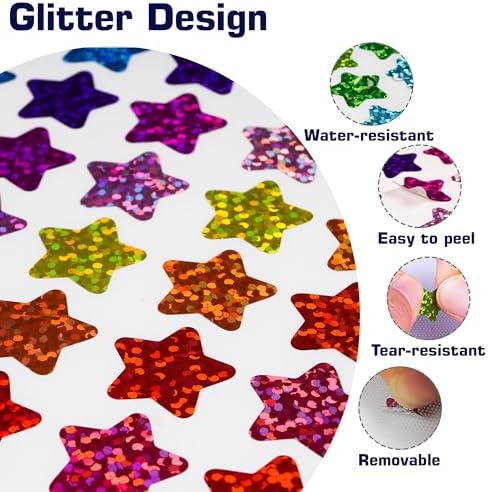 2340 PCS Holographic Star Stickers for Kids Reward,0.6" Sparkly Small Stars