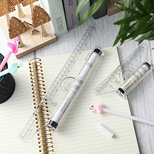Frienda 2 Pieces Plastic Rolling Ruler Parallel Drafting,6 Inch, 12 Inch