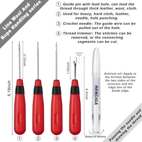 Fabric Scissors Tailor Sewing Shears Threading Needle Tools Kit 10 Inch Heady Duty Scissors Set for Fabric Cutting Professional Extremely Sharp Cloth Scissor Multipurpose Dressmaker (Red)