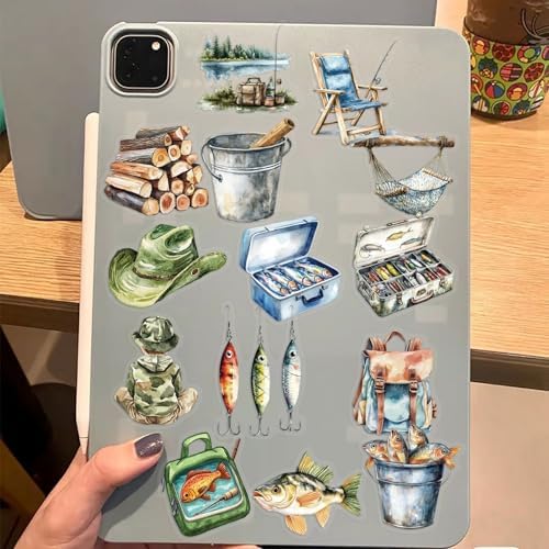50PCS Transparent Fishing Stickers, Go Fishing Stickers