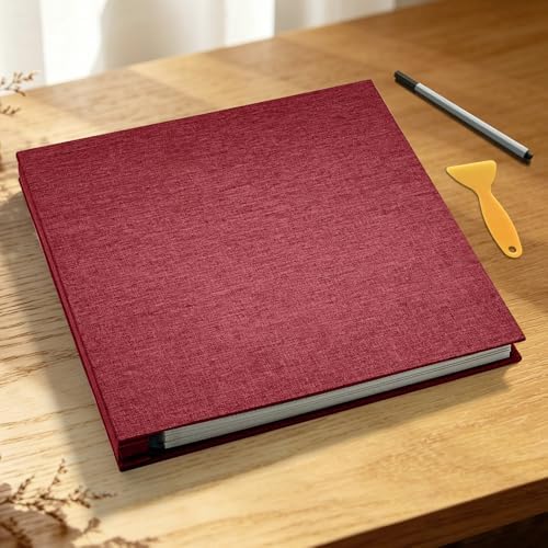 Photo Album Self Adhesive Scrapbook, 13"x12.6" 60 Pages/ 30 Sheets Large Photo Book for 4x6, 8x10 Pictures, DIY Album for Baby Wedding Family Travel Birthday