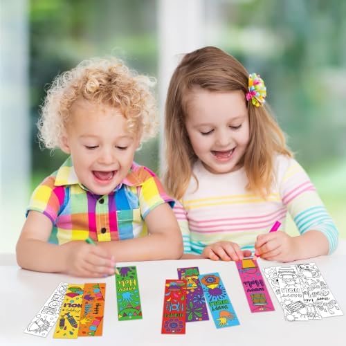 72Pcs Holi Color Your Own Bookmarks, Coloring Blank Bookmarks for Kids