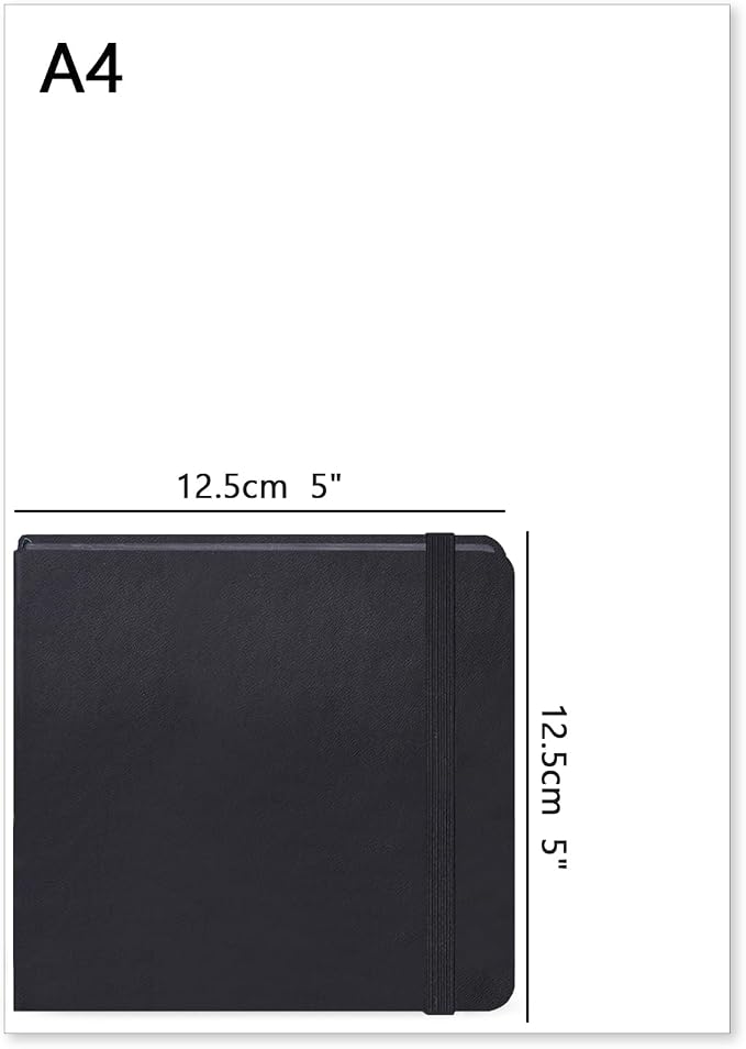 5x5 Inch Black Paper Sketchbook,Small Hardcover Mixed Media Sketch Pad