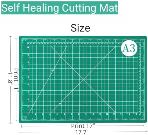 45mm Rotary Cutter and Mat Set, Fabric Cutter Wheel and 12x18 Inch Self Healing Sewing Cutting Mat, Fabric Rotary Cutter with 5pcs Rotary Blades for Quilting Patchworking Crafts, Turquoise