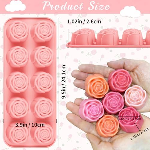 2 Pcs Silicone Rose Mold for Chocolate Strawberry, Flower Soap Mold for Soap Making, Easy Release Rose Ice Cube Mold for Cocktails Jelly Pudding Candy Great for Mom Gifts Cake Decorating
