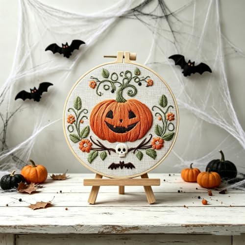 Embroidery Kit for Beginners & Adults with Pumpkin Pattern