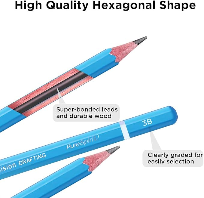 Sketch Pencils for Drawing 3B, 12pcs Professional Art Drawing Pencils for Shading, Sketching & Doodling | Graphite Pencil for Artists & Beginners