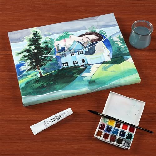 SoHo Urban Artist Select Stretched Cotton Watercolor Paper on 5/8" Frame - 5"x7" 140lb, 300gsm - 100% Acid-Free Cotton Paper for Mixed Media, Watercolor & More - Professional Artists, Students