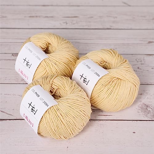 Fine Weight Knitted and Crocheted Cotton Yarn, 100% Long Staple Cotton Yarn, Baby Sports, 2 Packages of 100g/3.52oz (Per Skein 50g/162yards) - Cheese Yellow