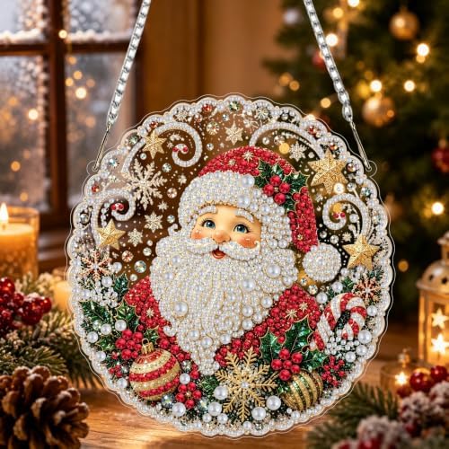 Christmas Pearl Diamond Art Kits for Adult，Hanging Pearl Painting Kit