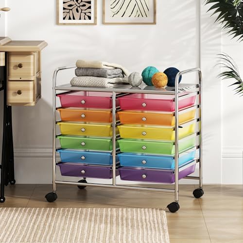 COSTWAY 12-Drawer Rolling Storage Cart, Utility Storage Organizer Cart