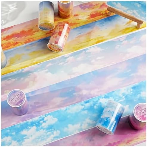 PET Tape Stickers for Journaling Supplies,Dreamy Sky Scrapbook Stickers