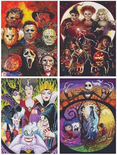 JAKI 4 Pack Halloween Diamond Art for Adults 12x16inch