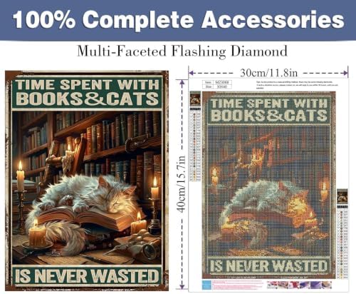 ijbnhd Diamond Art Kits for Adults 5D Cat for Home Decor 12x16inch