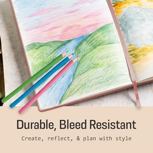 BROWNSTONE JOURNALS A5 Sketch Book Hardcover - 80 Sheets 100 GSM Paper | 5" x 8", Lay Flat, Vegan Leather Cover, Elastic Band, Back Pocket, Compact Art Drawing Book for Adults & Students