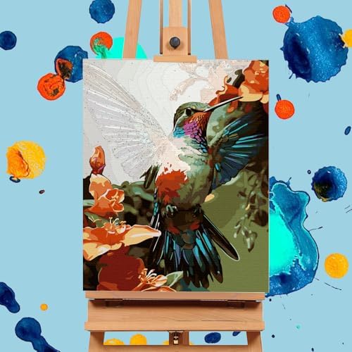 Paint by Numbers Kit for Adults, Hummingbird Acrylic Canvas Painting Set