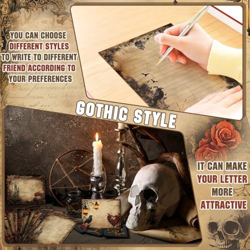 TaoBary 160 Pcs Gothic Stationery Paper and Envelopes Set, 5.5 x 8.25''