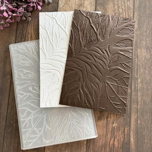 Tree Branch 3D Embossing Folder for Card Making, Nature Twig Bark Plastic Textured Stencil for DIY Scrapbooking Card Making Paper Crafts