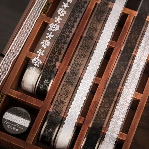 Alideco 6 pcs Decorative Adhesive Tapes Cartoon PET Tape Great for Bullet Journal Supplies, Arts, Scrapbook, DIY Crafts, Planners(huahuibiankuang) (leisikong)