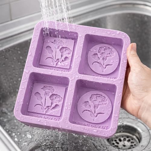 2 Pack Mother's Day Mold Carnation Flower Soap Molds Flowers Silicone Soap Mold Carnation Mold Carnation Silicone Molds Square Handmade Soap Mould for Wax Soap Candle Lotion Bath Bombs Cake Chocolate