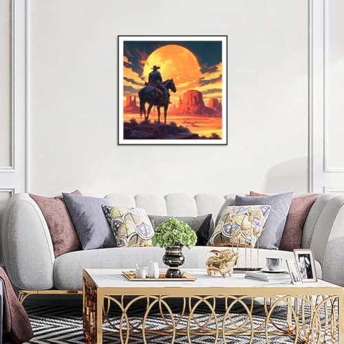 SJUTOUCI Western Cowboy Diamond Art Kit for Adults, Diamond Painting