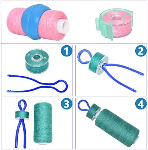 142 Pcs Bobbin Thread Organizing Clips, 70 Bobbin Holder Clips Color Thread Clips Holder, 32 Silicone Holder Bobbin Holders, 40 Bobbin Thread Holders for Quilting Sewing Machine Spool Organizing