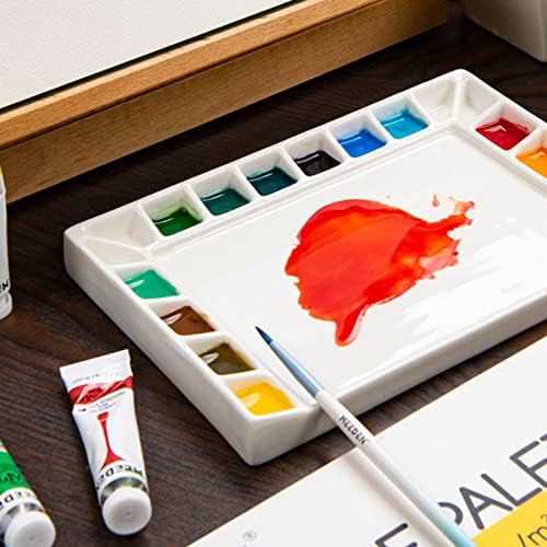 MEEDEN Ceramic Watercolor Paint Palette: 18-Well Artist Paint Mixing Tray
