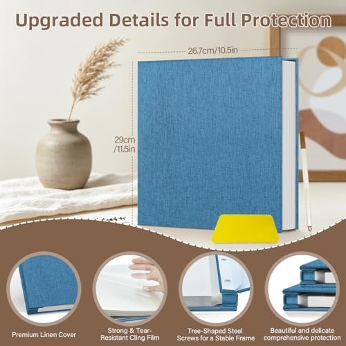 Popotop Photo Album Self Adhesive Scrapbook Album for 4x6 5x7 8x10 Pictures DIY Photo Book as Scrapbooking Supplies Kits, Birthday Gifts for Women Mom Wedding Baby Family Travel