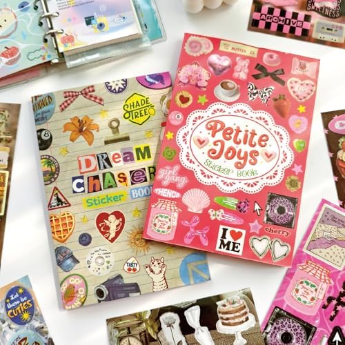 PRSTINCOL Vintage Sweetheart 2 in 1 Sticker Book Set, Includes Vintage and Sweetheart Each 30 Pages of Ephemera Stickers, Aesthetic Junk Journaling Supplies for Scrapbooking Adults,8.3 by 5.5 Inches