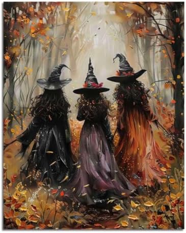 ICYANART Halloween Paint by Numbers Kit for Adults, Witch Number Painting