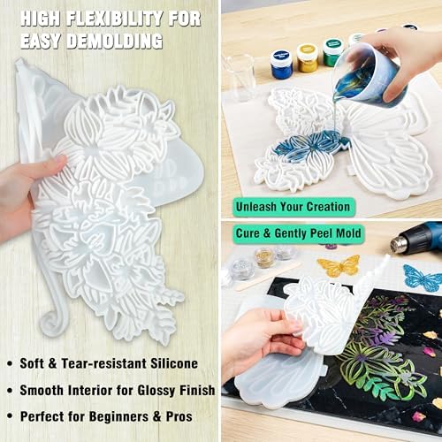 ATYUSVIC Large Butterfly Resin Mold, 12 x 15 Inch Silicone Wall Art Mold
