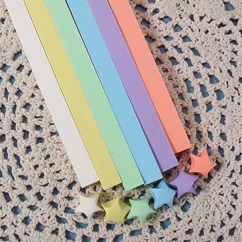 1080 Sheets Origami Star Paper 6 Macaron Color Strips Double Sided Lucky Star Decoration Folding Paper for DIY Hand Art Supplies (macaron-1080 sheets)