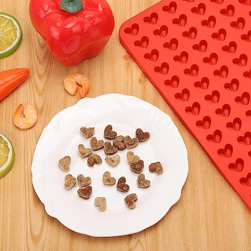 2 Pcs Mini Silicone Heart Molds, 255-Cavity Heart Shaped Chocolate Molds for Baking, Candy, Wax Melts Beads, Ice Cubes, Homemade Dog Training Treats