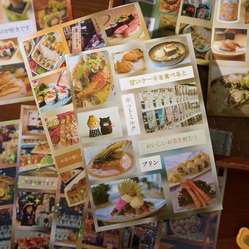 Japanese Food Sticker Book - 20 Sheets Kawaii Sushi Ramen Stickers for Journals, Planners, Scrapbooking & Water Bottles - Retro Izakaya Vibe Vinyl Decals (277 Pcs, Brown)