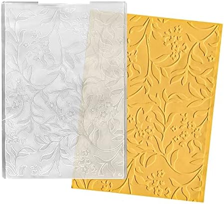 ALIBBON Flower Leaves Background Plastic Embossing Folders for Card Making, Vine Background Embossing Folders for DIY Scrapbooking, Lace Leaves Template Folders for Paper Craft Photo Album Decorations